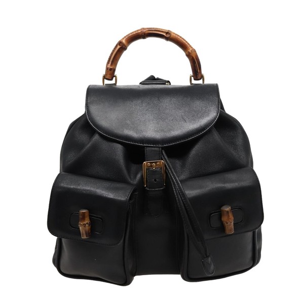 GUCCI Bamboo Backpack Leather Black 003 2058 0016 Auth 76392 - Picture 13 of 16